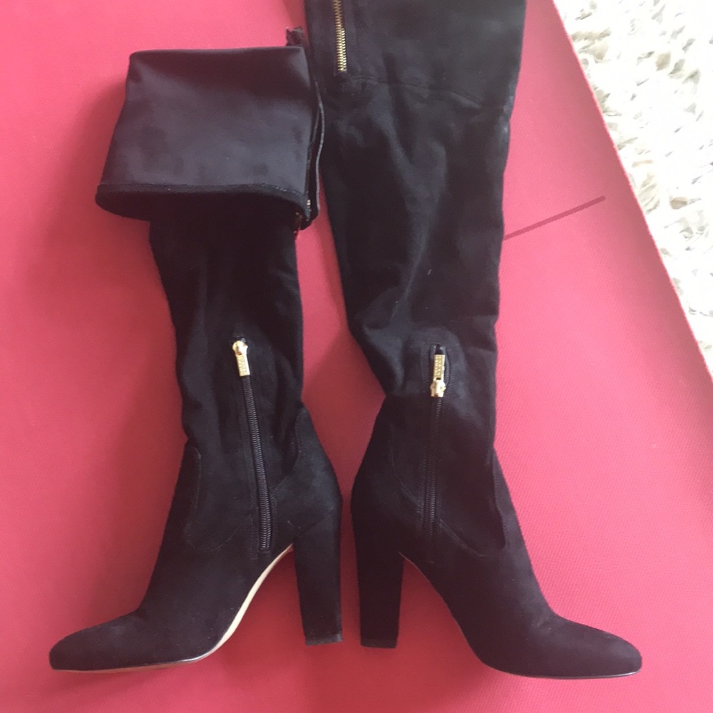 Ivanka Trump Knee high black  boots suede feel EUC - Picture 7 of 16